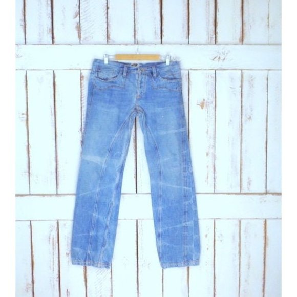 Light blue bleached and faded boot cut denim embroidered jeans - Picture 4 of 10